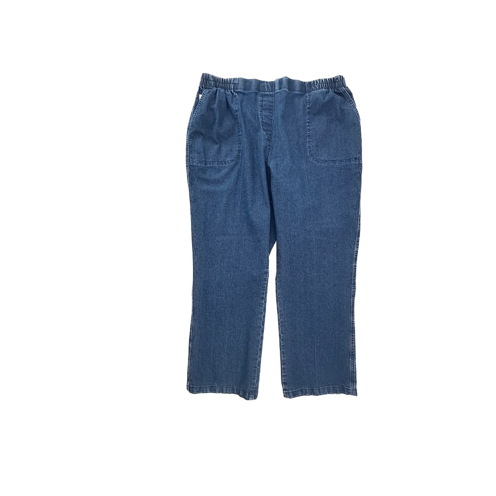 Allison Daley Pull On Straight Women's size 16P‎ Dark Wash Blue Denim Jeans